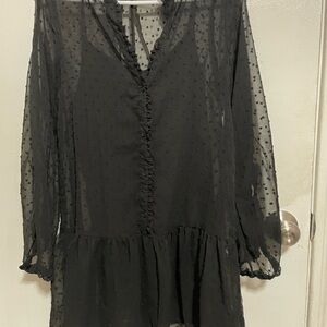 HYFVE Black Sheer Polka minie dress